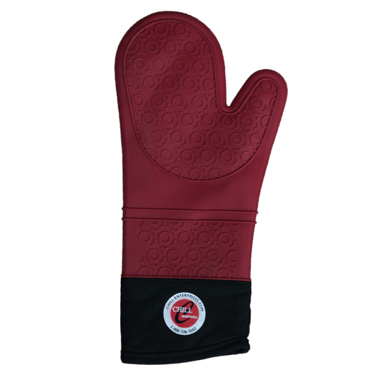 Red Premium Heat-Resistant Silicone Oven Mitts with Quilted Liner